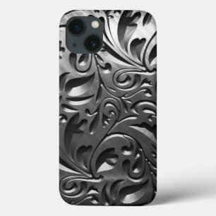 Case-Mate iPhone Case Argent métal gravé look abstrait gris acier