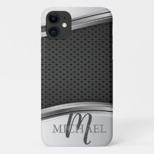 Case-Mate iPhone Case Argent métallisé moderne Monogramme Noir