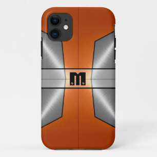 Coques Pour iPhone Argent Orange brillant acier inoxydable métal 8