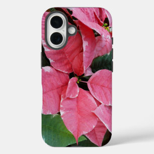 Coques iPhone 16 Argent Star Marbre Poinsettias Pink Holiday Floral