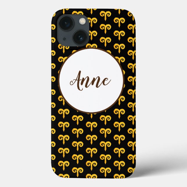 Coques Case-Mate iPhone Aries Golden Astrology Personnalisé (Verso)