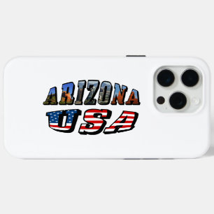 Coque iPhone 15 Pro Max Arizona Picture et USA Flag Text