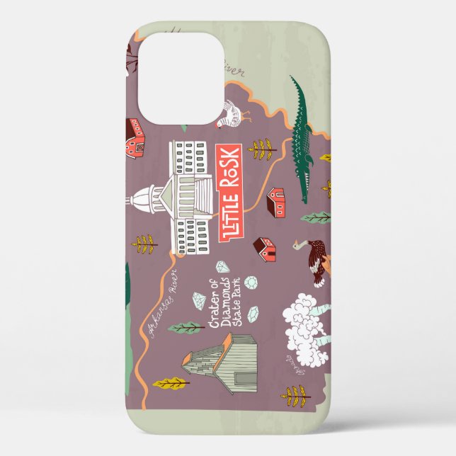 Coques Case-Mate iPhone Arkansas Illustré : Carte de voyage USA (Verso)