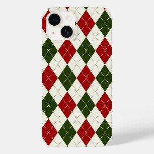 Coque Pour iPhone 14 Arlequin Vintage de Noël Plaid Dossier téléphoni
