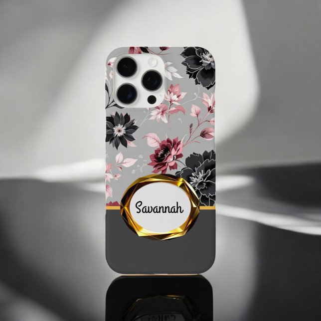 Coques Case-Mate iPhone Armure florale en velours rose (Créateur téléchargé)