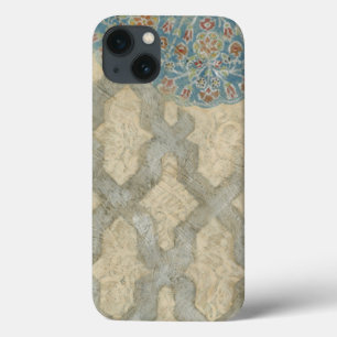 iPhone 13 Coque Arrangement floral argenté décoratif de tapisserie
