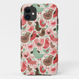 Coque iPhone 11 arrière - plan avec les oiseaux mignons