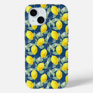 Coque Pour iPhone 15 Arrière - plan BLEU LEMON FRUITS
