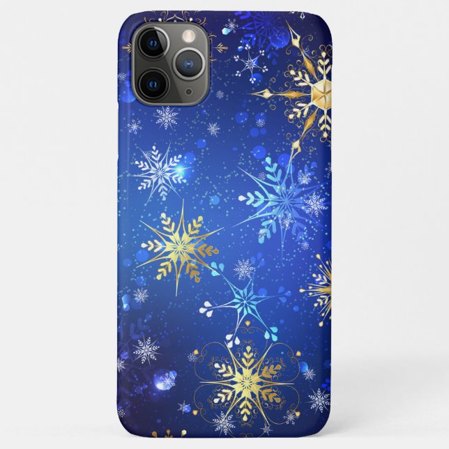 Coques Case-Mate iPhone Arrière - plan Bleu XMAS avec des flocons de neige (Dos)