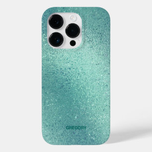 Coque Pour iPhone 14 Pro Arrière - plan chatoyant bleu-vert irisé