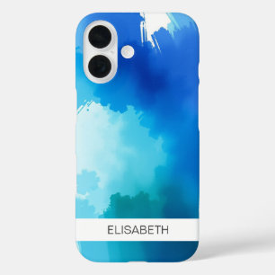 Coques iPhone 16 Arrière - plan d'aquarelle artistique   Votre nom 