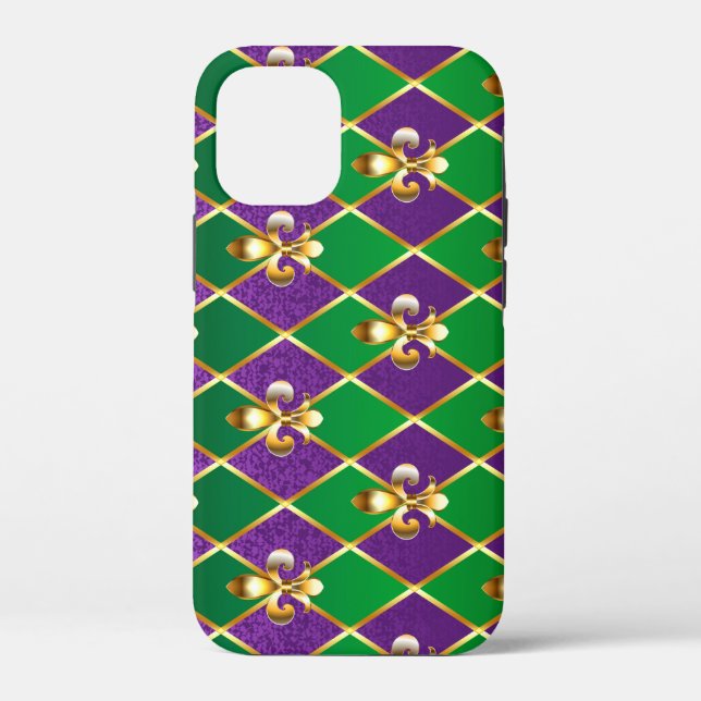 Coques Case-Mate iPhone Arrière - plan de bijoux Mardi Gras (Verso)