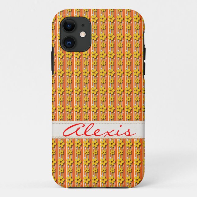 Coques Case-Mate iPhone Arrière - plan de marguerite avec nom (Dos)