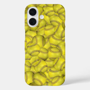 Coques iPhone 16 Arrière - plan de softball jaune