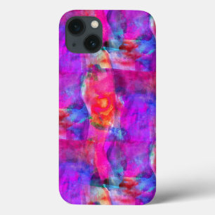Etui iPhone 13 arrière - plan de texture rose, bleue et rouge