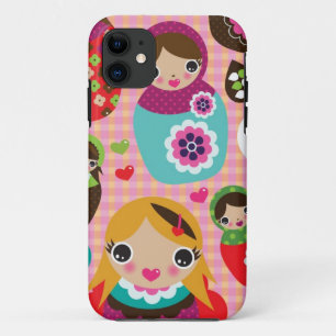 Coque iPhone 11 arrière - plan d'illustration de poupée russe