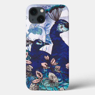 Etui iPhone Case-Mate Arrière - plan floral avec des paons