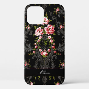 Case-Mate iPhone Case Arrière - plan Floral-Noir de Rococo français pe