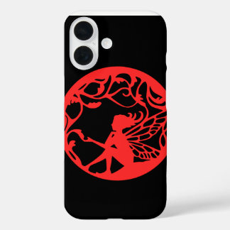 Coques iPhone 16 Arrière - plan noir Fairy rouge