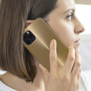 Coque iPhone 15 Pro Arrière - plan or Faux métal brillant simple