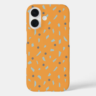 Coques iPhone 16 Arrière - plan orange gris Pois bleu Confetti