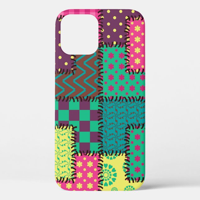 Coques Case-Mate iPhone arrière - plan patchwork avec différents motifs (Verso)