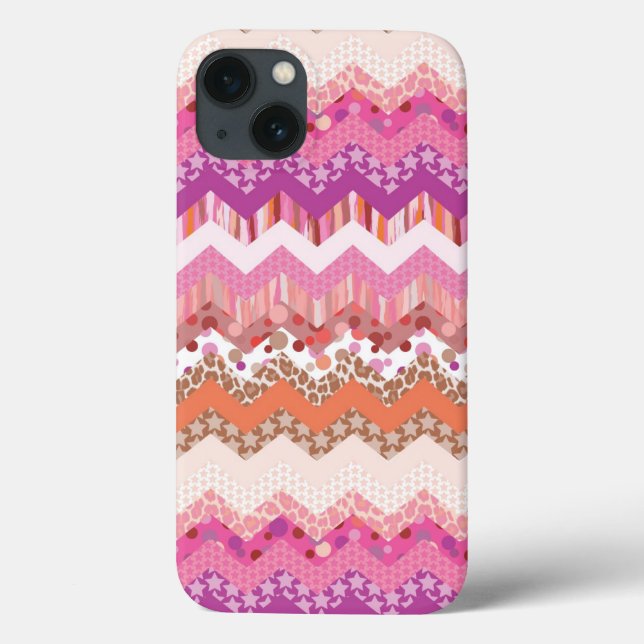 Coques Case-Mate iPhone Arrière - plan rose de zigzag (Verso)
