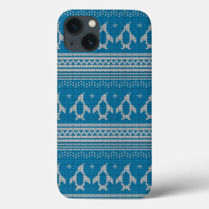 iPhone 13 Case Arrière - plan tricoté par bleu