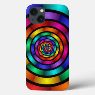 Etui iPhone 13 Arrondi et psychédélique coloré Art moderne fracta