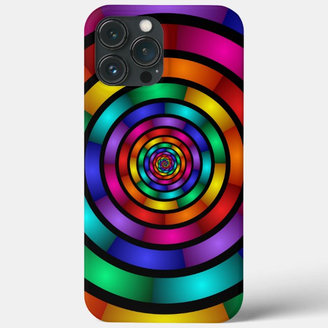 Coques Case-Mate iPhone Arrondi et psychédélique coloré Art moderne fracta (Verso)