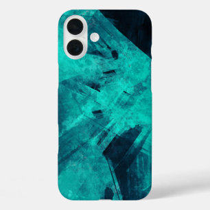 Coques iPhone 16 Plus Art abstrait bleu déchiqueté cool