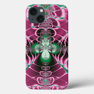 iPhone 13 Coque Art Abstrait Fleur Rouge
