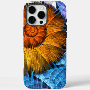 Coques iPhone 16 Pro Max Art abstrait floral orange jaune bleu