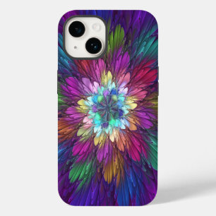 Coque Pour iPhone 14 Art abstrait fractal de fleurs psychédéliques colo