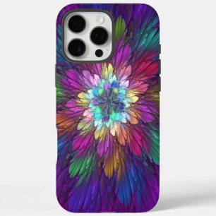 Coques iPhone 16 Pro Max Art abstrait fractal de fleurs psychédéliques colo