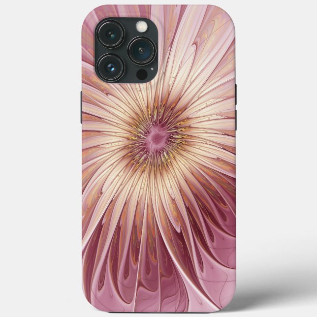 Coques Case-Mate iPhone Art Abstrait Fractal Fleur & Tons de Bourgogne (Verso)
