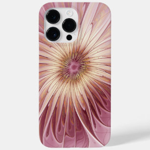 Coque Pour Pour iPhone 14 Pro Max Art Abstrait Fractal Fleur & Tons de Bourgogne