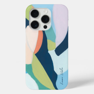 Coque iPhone 15 Pro Art Abstrait moderne coloré Nom personnalisé