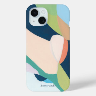 Coque Pour iPhone 15 Art Abstrait moderne coloré Nom personnalisé