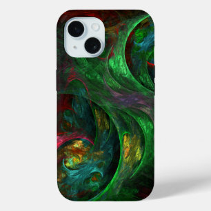 Coque Pour iPhone 15 Art abstrait vert Genesis
