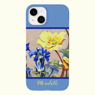 Coque Pour iPhone 14 Art botanique des douleurs alpines bleu rétro