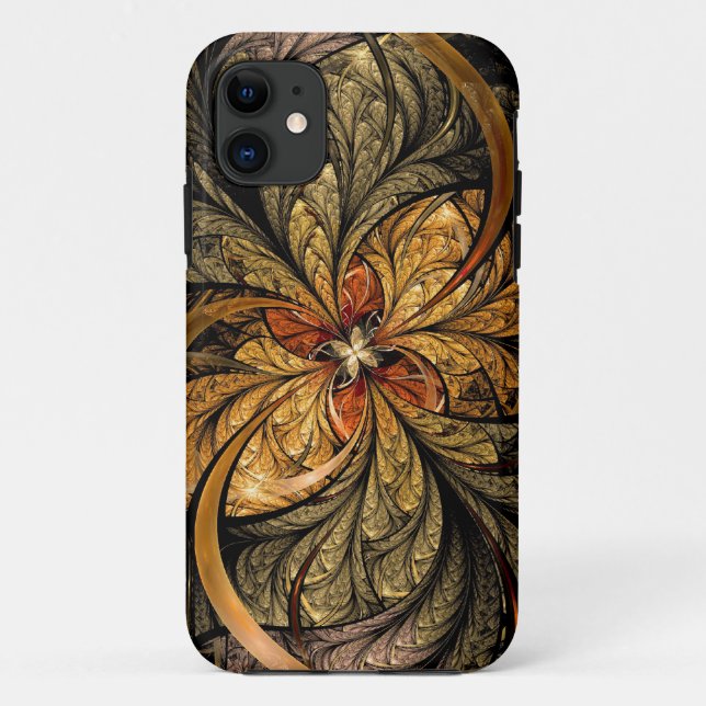 Coques Case-Mate iPhone Art brillant de fractale de feuille (Dos)