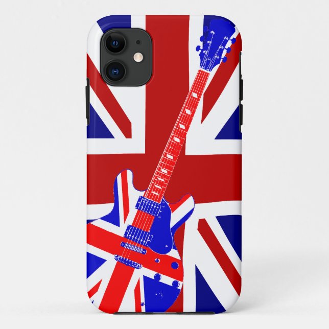 Coques Case-Mate iPhone Art britannique 2 de guitare d'Union Jack (Dos)