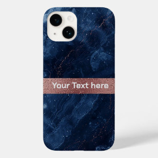Coque Pour iPhone 14 Art de marbre bleu abstrait avec des accents de pa