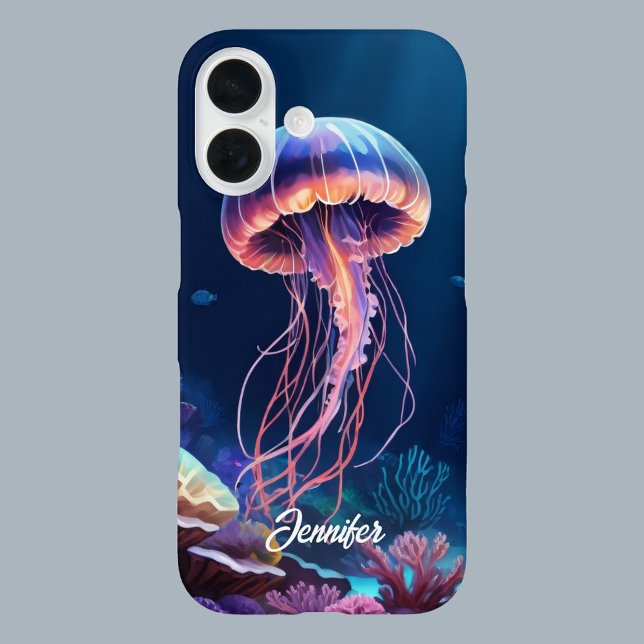 Coques Case-Mate iPhone Art de méduse, nom en écriture blanche (Créateur téléchargé)