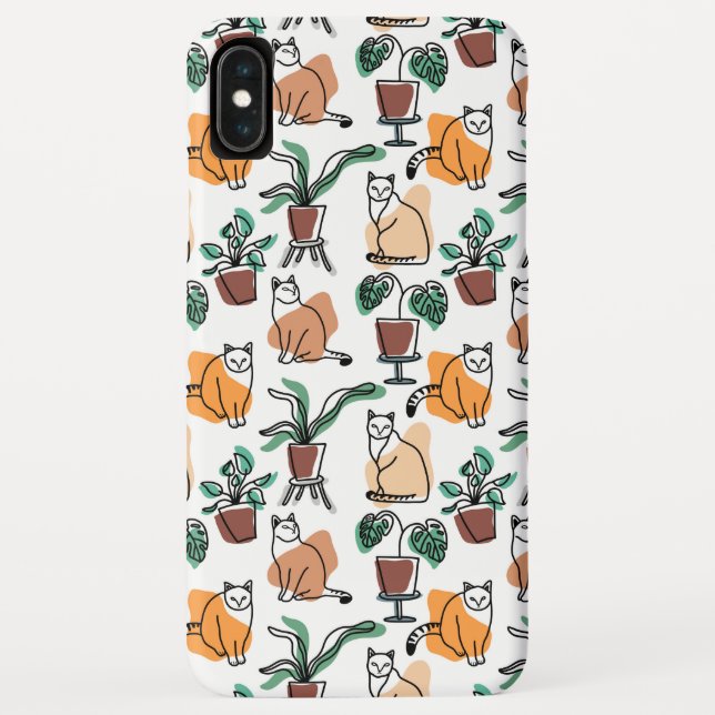 Coques Case-Mate iPhone Art de trait dessin chats et fleurs (Dos)