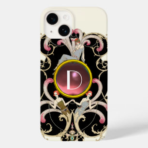 COQUES POUR iPhone ART DÉCO BEAUTÉ MODE ROSE ROSE MONOGRAMME EN PIERR