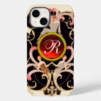 ART DÉCO BEAUTÉ MODE ROUGE RUBY GEMSTONE MONOGRAMM