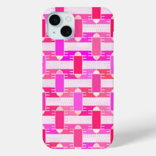 Coque iPhone 15 Mini Art Déco chic industriel - rose, fuchsia, orchidée