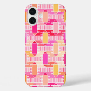 Coques iPhone 16 Plus Art Déco chic industriel - rose, pêche, or